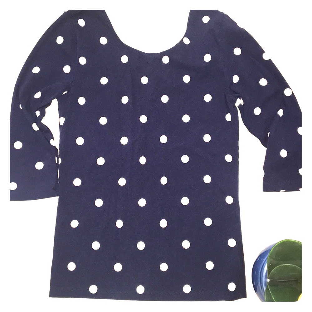 Polka dots Navy Blue and Beige Blouse